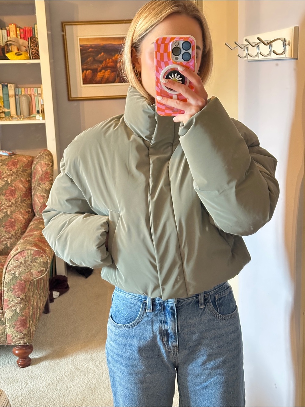 Garage - Cropped Puffer Jacket in Sage